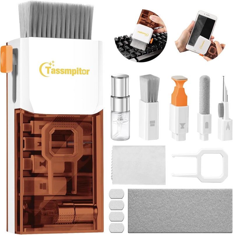 Tassmpitor Laptop Screen Keyboard Cleaner Kit, All in 1 Electronics Cleaning Tool for MacBook iPad iPhone Pro Cell Phone, Brush Tool for Tablet, Computer, PC Monitor,TV Camera Lens with Patent, Brown - Image 1